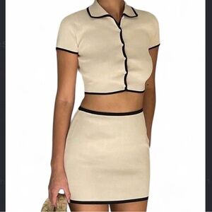 Cream Mini Skirt set